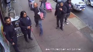 Shocking video shows suspect assaulting NYPD officer in the Bronx [upl. by Annod271]