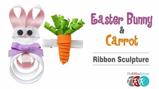 How to Make an Easter Bunny amp Carrot Ribbon Sculpture  TheRibbonRetreatcom [upl. by Lowson]