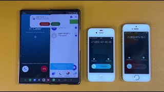 ONE SAMSUNG TWO APPLE INCOMING CALL SAMSUNG GALAXY Z FOLD 2 VS IPHONE 4S SE MEET VIBER AT THE SAME [upl. by Edecrem]