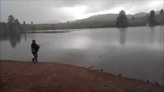 Fishing Rainbow Trout Harpers Lake Montana [upl. by Ysnat]