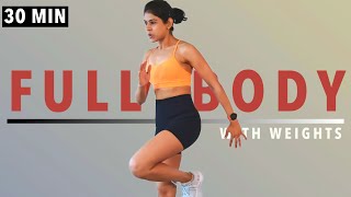 30 MIN FULL BODY HIIT Workout  Bodyweight  Dumbbell exercises No Repeat Intense Cardio Workout [upl. by Pinsky740]