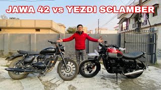 Yezdi Scrambler vs jawa 42 21🥵  Yezdi Scrambler full review  which is best 😳 [upl. by Judenberg]