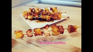 Brocheta de Langostinos y Piña con Salsa de Miel  Recetas Fáciles [upl. by Enomyar]