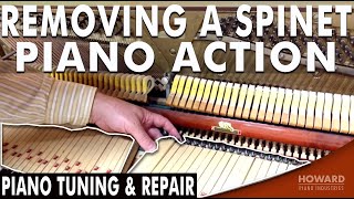 Removing A Spinet Piano Action  Piano Tuning amp Repair I HOWARD PIANO INDUSTRIES [upl. by Odlabu]