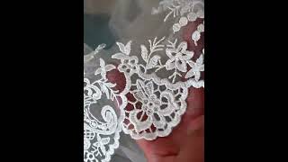 JB041 Shop Online 1 Yard White Embroidered Bridal Lace Trim Material For Dresses bridalfabric [upl. by Yud]