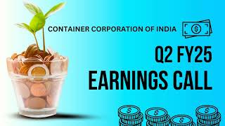 Container Corporation Of India Earnings Call  Q2 FY25 [upl. by Osi]