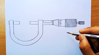 how to draw micrometer screw gauge diagram  screw gauge diagram  vernier micrometer diagram [upl. by Anyahs]