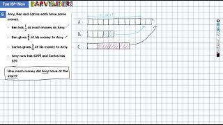 16 Nov 2021 Barvember Amy Ben amp Carlos each have some money  White Rose Maths word problem [upl. by Oicnoel]