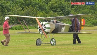 Giant 23rd scale RC French World War I HANRIOT HD1 Fighter Biplane [upl. by Allimac]