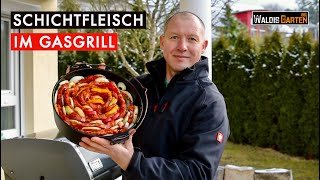 SCHICHTFLEISCH IM GASGRILL  SCHICHTFLEISCH AUS DUTCH OVEN  dutch oven petromax [upl. by Julieta155]