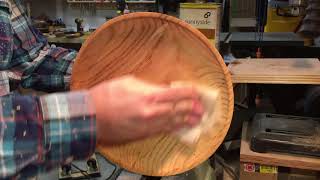 Applying boiled linseed oil to an ash bowl [upl. by Michey]