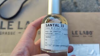 🧡🧡LE LABO SANTAL 33 PERFUME UNBOXING  FIRST IMPRESSIONS 🟤🔺🙂🔅🔅 [upl. by Kessia518]