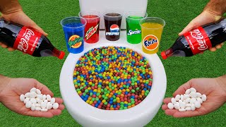 MampM Candy VS Mentos and Popular Sodas  Big Coca Cola Sprite Fanta Yedigün and Mentos in toilet [upl. by Eyk]