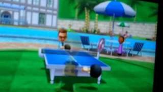 Wii Sports Resort乒乓球攻略一局便可取得擊中臉部和平局比賽圖章？！ [upl. by Kcolttam]