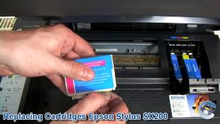 How to Change Ink Cartridges with a Epson Stylus SX200 [upl. by Atirres240]