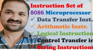 Instruction Set of 8086 Microprocessor  Arithmetic  Logical  Data Transfer  Control Transfer [upl. by Shuping141]