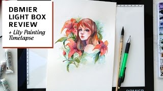 DBmier Light box Review  Lily Painting Timelapse [upl. by Nnyrat]