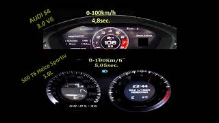 Volvo S60 T6 30L Heico Sportiv vs Audi S4 30 V6  0100 amp 100200 kmh [upl. by Assilim]