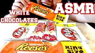 ASMR WHITE CHOCOLATE PARTY TWIX KITKAT REESES CHOCOLATES 리얼사운드 먹방  KimampLiz ASMR INSPIRED [upl. by Yahc]