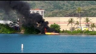 Boat bursts into flames in Hawaii Kai Marina [upl. by Windzer]