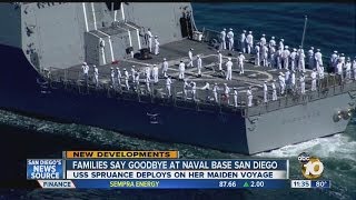 USS Spruance departs from San Diego [upl. by Lesiram980]