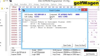 VAG Eeprom Programmer Airbag eeprom read Airbag fault delete VW Golf 4 [upl. by Aved]