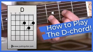 Super Easy First Guitar Lesson  Guitar Lessons For Beginners  Stage 1  The D Chord [upl. by Llenyar]