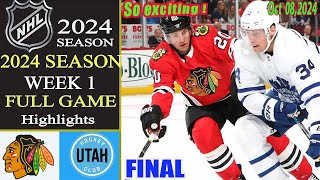 Chicago Blackhawks vs Utah Hockey Club TODAY  FULL GAME  Oct 08 2024  2024 NHL  Hockey Today [upl. by Adym]