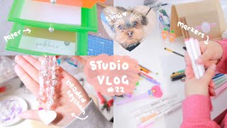 studio vlog 22 making keychains organizing paper new butterfly frames packing an order [upl. by Agee]