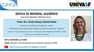 Defesa de Memorial Acadêmico  Promoção a Titular da Profa Dra Cheila Bedor CFARM [upl. by Annahc572]