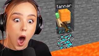 her first time playing Minecraft [upl. by Neelrak]