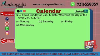 MockoPedia calender Q4 It was Sunday on Jan 1 2006 What was the day of the week Jan 1 2010 [upl. by Veedis]