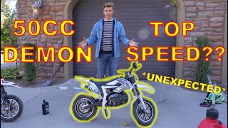 50cc Kids Dirt Bike Demon TOP SPEED wicked fast [upl. by Basil]