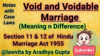 Void and Voidable MarriageSection 11 amp 12 of Hindu Marriage ActDifference between Void n Voidable [upl. by Notsecnirp526]