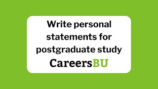 Write personal statements for postgraduate study [upl. by Yrac]