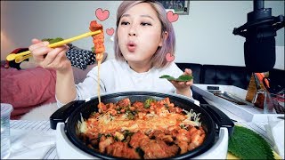 Cant get enough🧀🧀Cheesy Spicy Pork Belly Stir Fry Mukbang  KEEMI★ [upl. by Nosyerg]