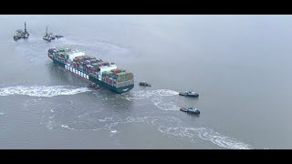 Next plan Lighten load from massive cargo ship in attempt to free Ever Forward from Chesapeake Bay [upl. by Siver]