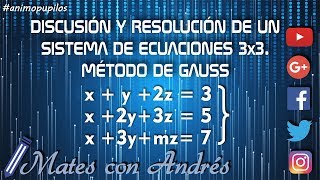 Discutir y resolver un sistema de ecuaciones 3x3 con parámetro Método de Gauss 02 [upl. by Alyson8]