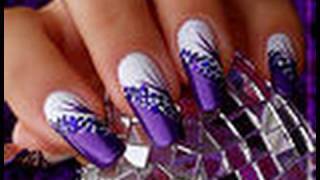 Nail art purple crushed shells design [upl. by Sheri682]