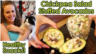 Healthy Snacks amp Weight Loss Tips Chickpea Salad Stuffed Avocados High Protein Vegetarian [upl. by Base340]