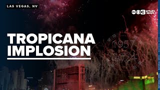 Drone and fireworks show illuminated the Las Vegas skyline before Tropicana implosion [upl. by Aivatnwahs74]