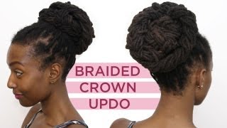 Loc Hairstyle Tutorial Braided Crown Up Do [upl. by Fariss429]