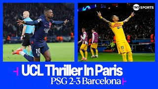 Fivetime winners Barcelona come from behind to earn a slender advantage over PSG 💪 UCL [upl. by Ayvid551]