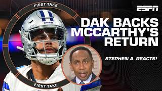 I DON’T CARE 🗣️  Stephen A on Dak Prescott backing Mike McCarthys Cowboys return  First Take [upl. by Burford]