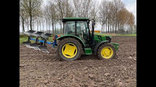 John Deere 5E with Hydraulic Reversible 3 Bottom Moldboard Plow [upl. by Varini]