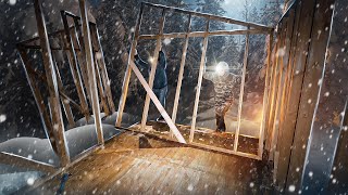 The first snow fell The skeleton of the house is completely finished House in the wild forest [upl. by Yelnats373]