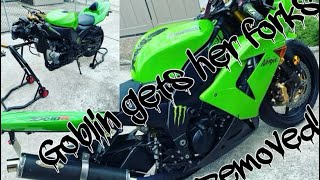 2004 Zx10r fork removal [upl. by Berey840]