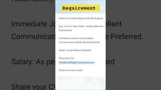 Hiring QA Engineer  experienced can apply  software testing softwareengineer softwaretester job [upl. by Imhskal]