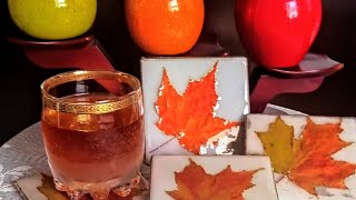 CREA PORTAVASOS ÚNICOS CON HOJAS DE OTOÑO 🍁🥃✨DIY [upl. by Dixon]