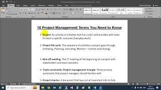 10 Project Management Terms You Need to Know  إدارة المشاريع [upl. by Atinomar]